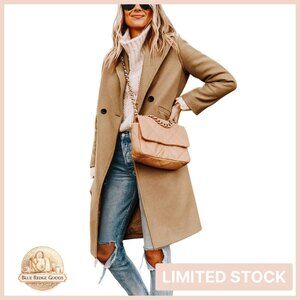Women's Winter Wool Peacoat Classic Notch Lapel Slim Fit Elegant Coat